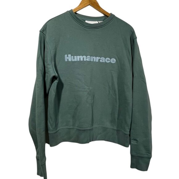 Adidas x Human Race Sweatshirt Pharrell Williams Teal Crew Neck Sz S Oversized - Picture 1 of 6